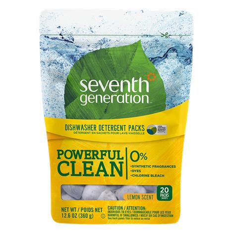 Seventh Generation Lemon Automatic Dishwasher Detergent Packs,227087,12.6 OZ, 60 gm.,20/Pack